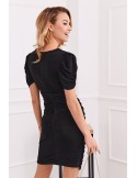 Fitted dress with draping, black 5343 - Online store - Boutique